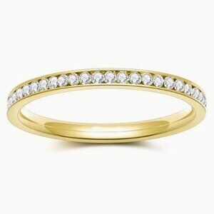 18K Gold Electro Plated Titanium and Lab Created Cubic Zirconia Eternity Band